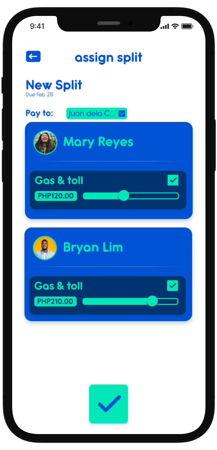 Share Bill Screen